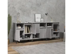 Aparadores 3 uds madera contrachapada gris Sonoma 60x35x70 cm ES91513