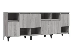 Aparadores 3 uds madera contrachapada gris Sonoma 60x35x70 cm ES91513