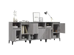 Aparadores 3 uds madera contrachapada gris Sonoma 60x35x70 cm ES91513