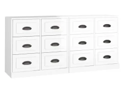 Aparadores 2 uds madera contrachapada blanco brillo ES52660