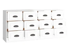 Aparadores 2 uds madera contrachapada blanco brillo ES52660