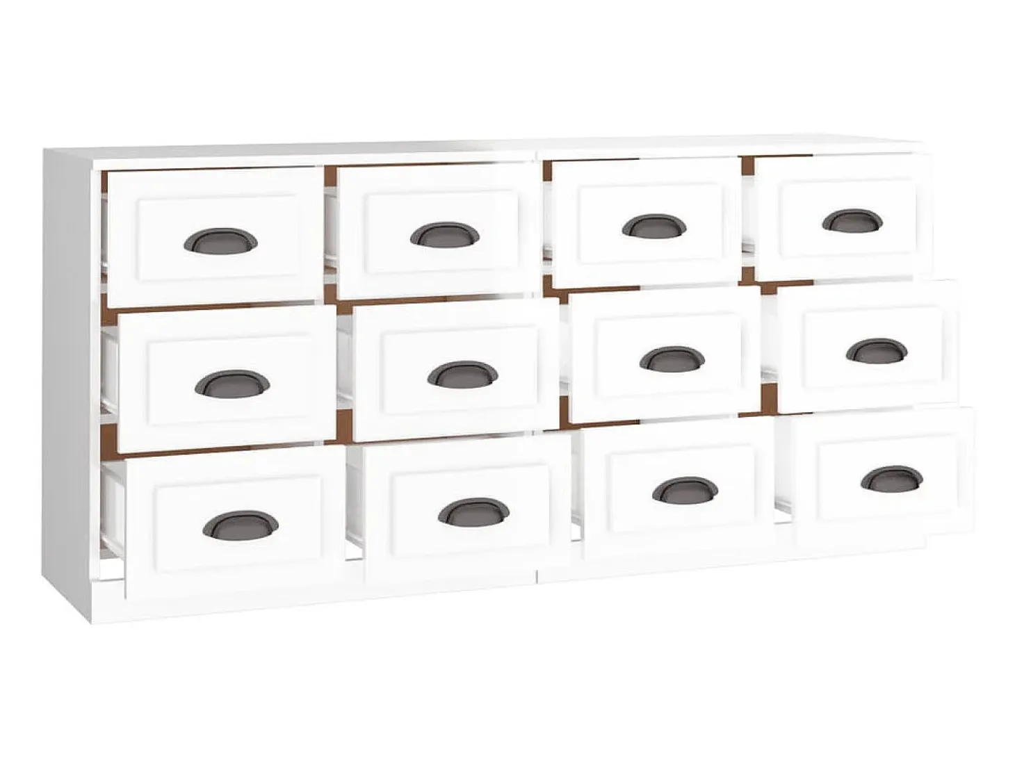 Aparadores 2 uds madera contrachapada blanco brillo ES52660