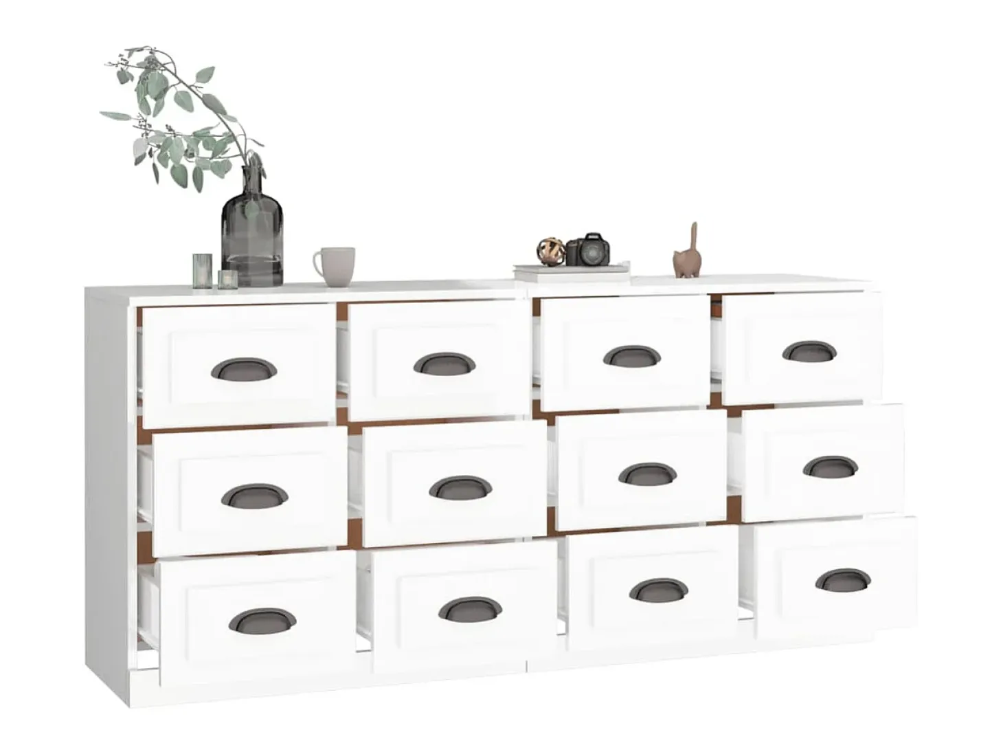 Aparadores 2 uds madera contrachapada blanco brillo ES52660