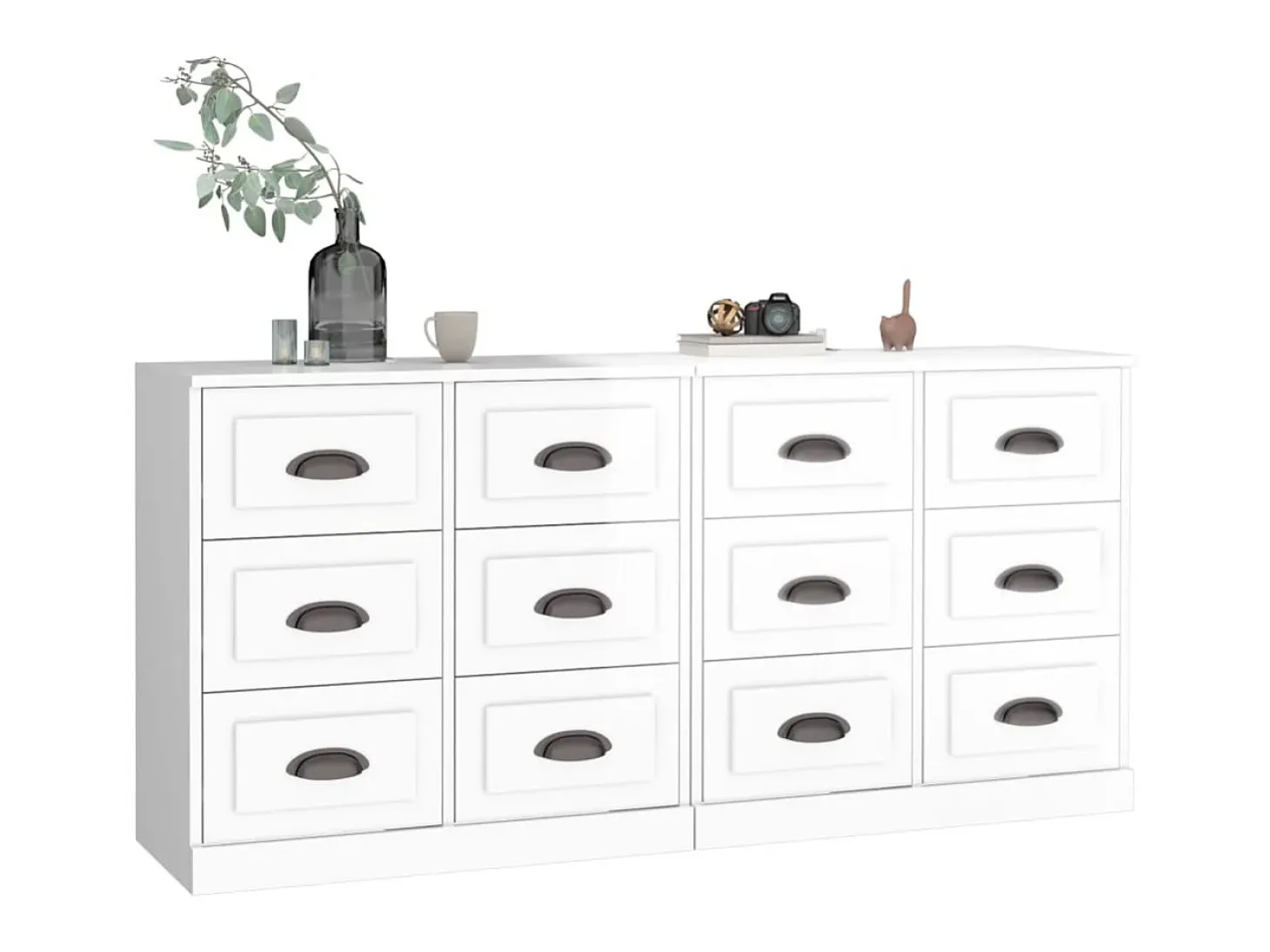 Aparadores 2 uds madera contrachapada blanco brillo ES52660