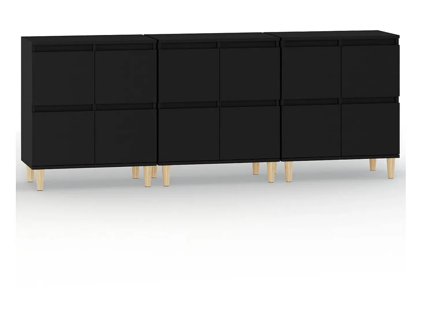 Aparadores 3 uds madera contrachapada negro 60x35x70 cm ES65127