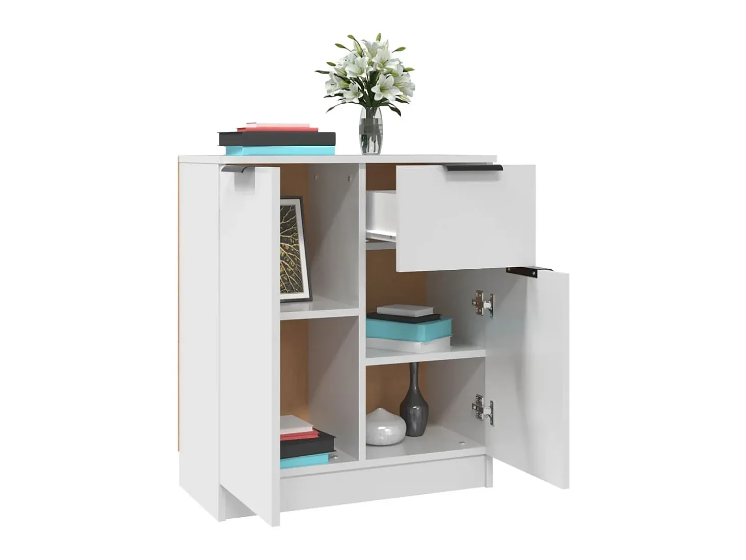 Aparadores 2 uds madera contrachapada blanco 60x30x70 cm ES74850
