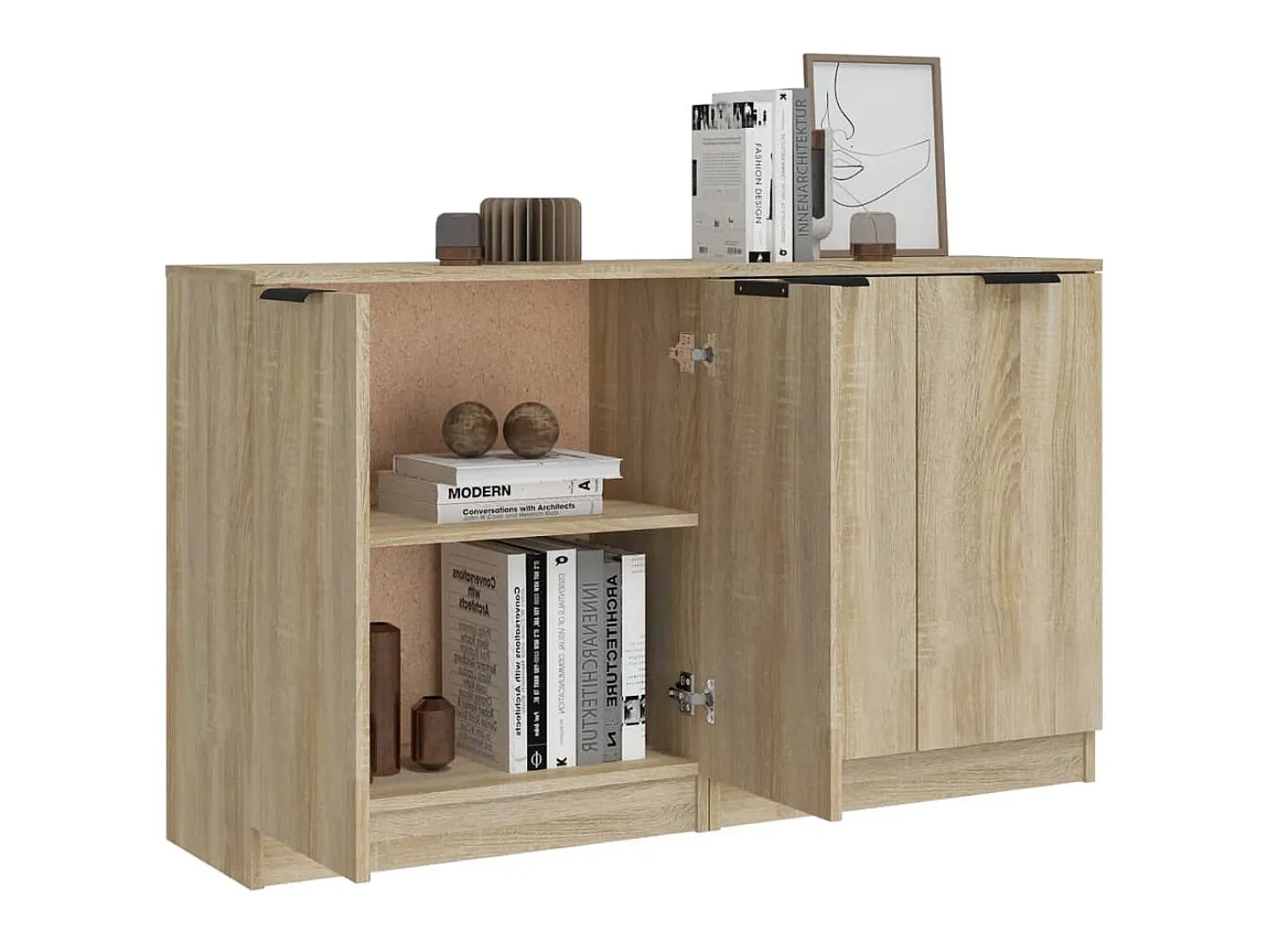 Aparadores 2 uds madera contrachapada roble Sonoma 60x30x70 cm ES21628