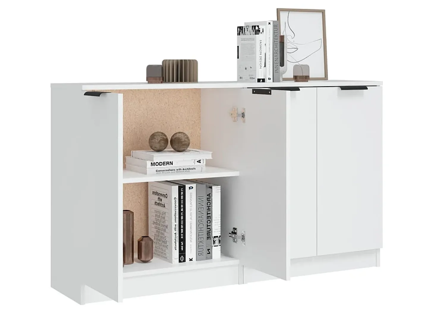 Aparadores 2 uds madera contrachapada blanco 60x30x70 cm ES66345