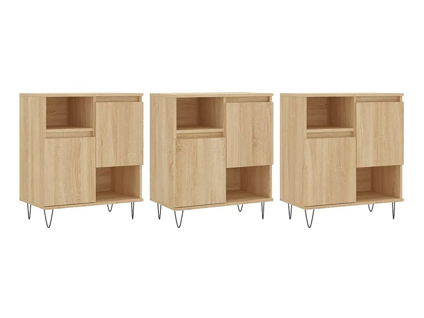 Aparadores 3 uds madera contrachapada color roble sonoma ES38694