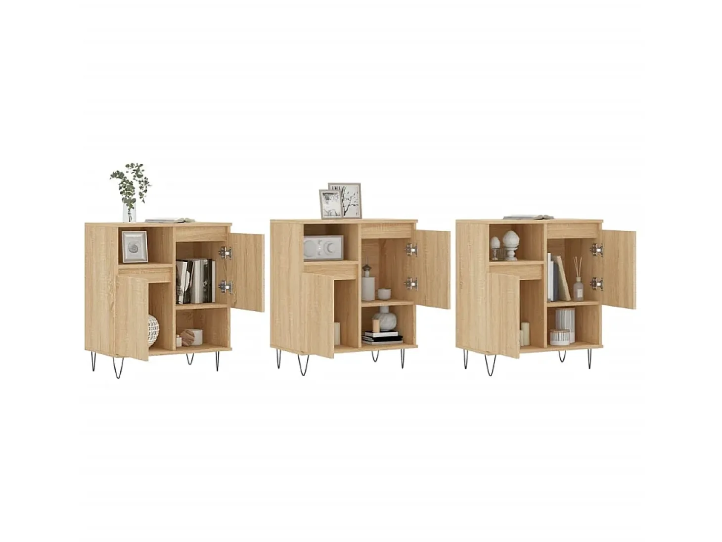 Aparadores 3 uds madera contrachapada color roble sonoma ES38694