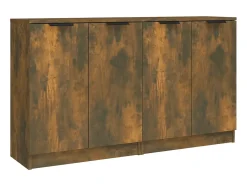 Aparadores 2 uds madera contrachapada roble ahumado 60x30x70 cm ES37686