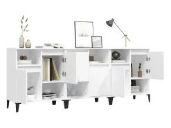 Aparadores 3 uds madera contrachapada blanco 60x35x70 cm ES99128