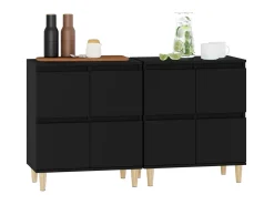 Aparadores 2 uds madera contrachapada negro 60x35x70 cm ES72782