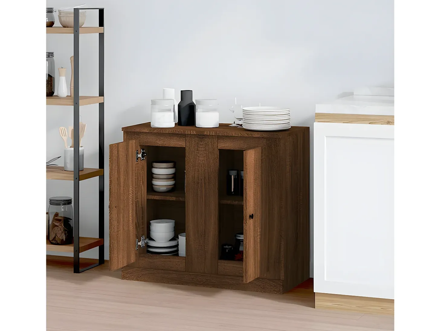 Aparadores 2 uds madera color marrón roble 37,5x35,5x67,5 cm