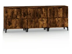 Aparadores 3 uds madera contrachapada roble ahumado 60x35x70 cm ES76357