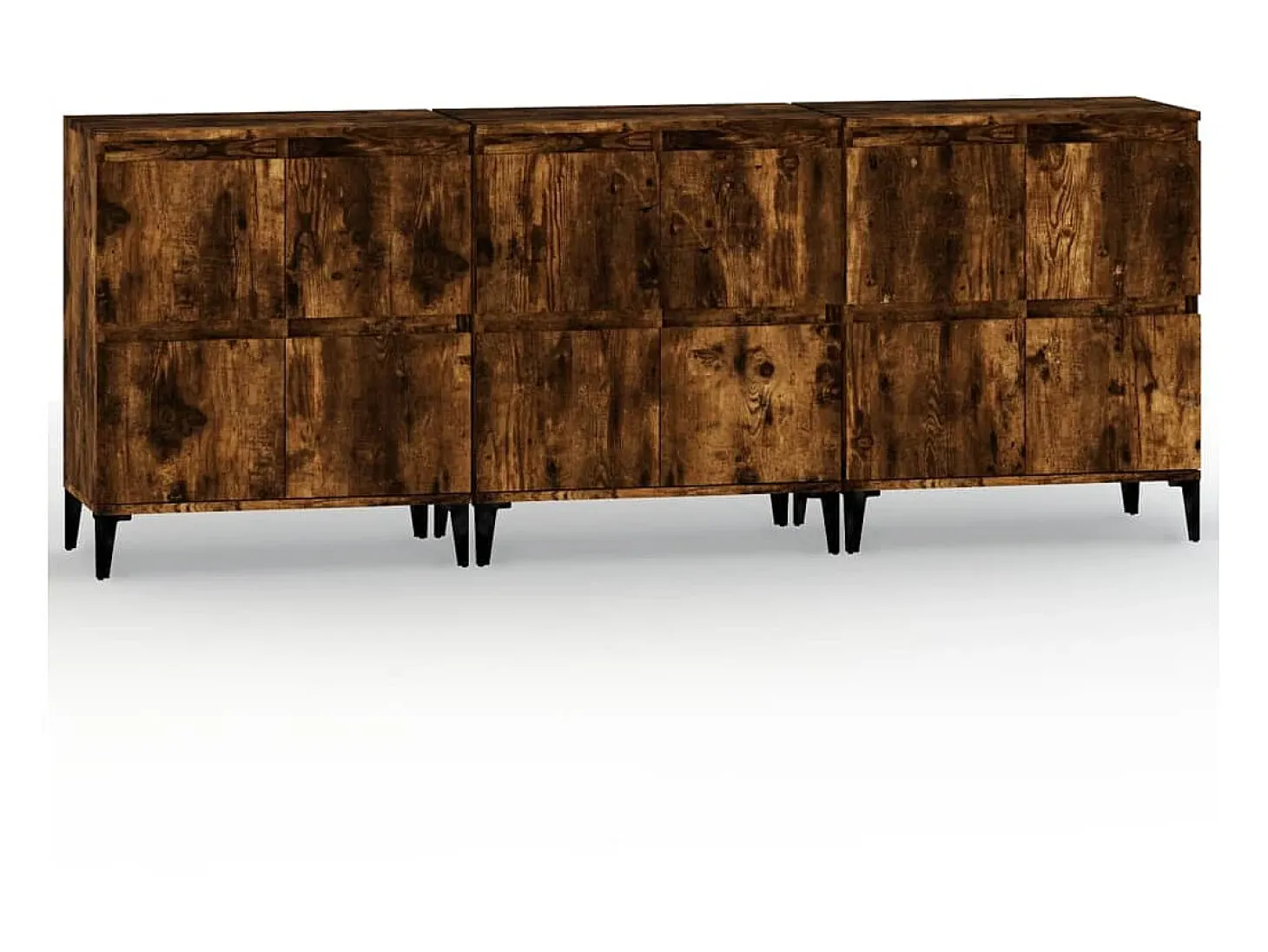 Aparadores 3 uds madera contrachapada roble ahumado 60x35x70 cm ES76357