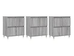 Aparadores 3 uds madera contrachapada gris Sonoma ES39144