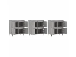 Aparadores 3 uds madera contrachapada gris Sonoma ES39144