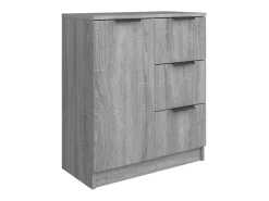 Aparadores 2 uds madera contrachapada gris Sonoma 60x30x70 cm ES27444