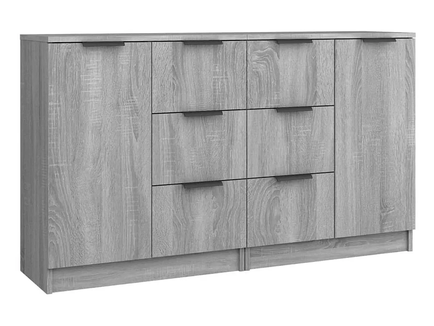 Aparadores 2 uds madera contrachapada gris Sonoma 60x30x70 cm ES27444