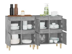 Aparadores 2 uds madera contrachapada gris hormigón 60x35x70 cm ES30052