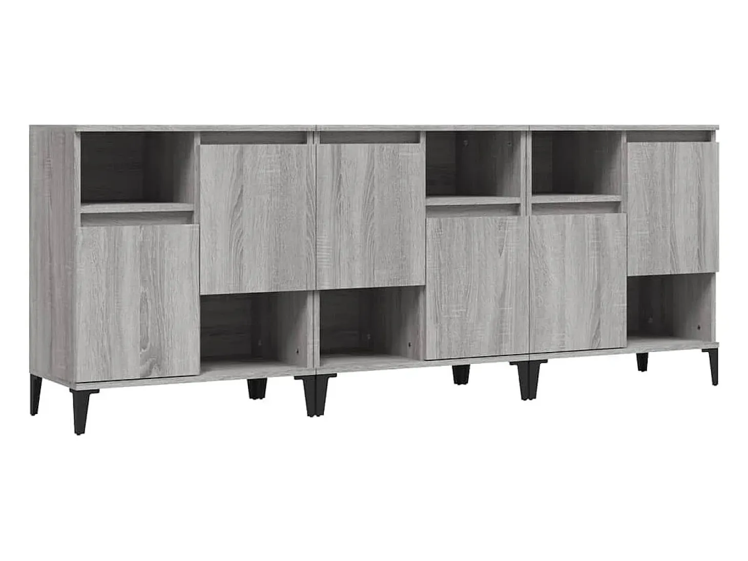 Aparadores 3 uds madera contrachapada gris Sonoma 60x35x70 cm