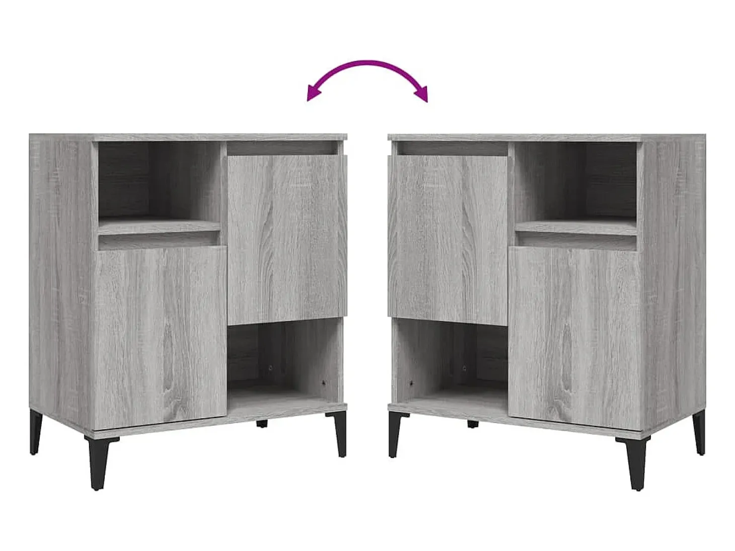 Aparadores 3 uds madera contrachapada gris Sonoma 60x35x70 cm
