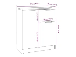 Aparadores 2 uds madera contrachapada roble ahumado 60x30x70 cm