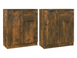 Aparadores 2 uds madera contrachapada roble ahumado 60x30x70 cm