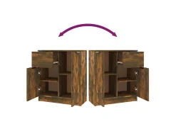 Aparadores 2 uds madera contrachapada roble ahumado 60x30x70 cm