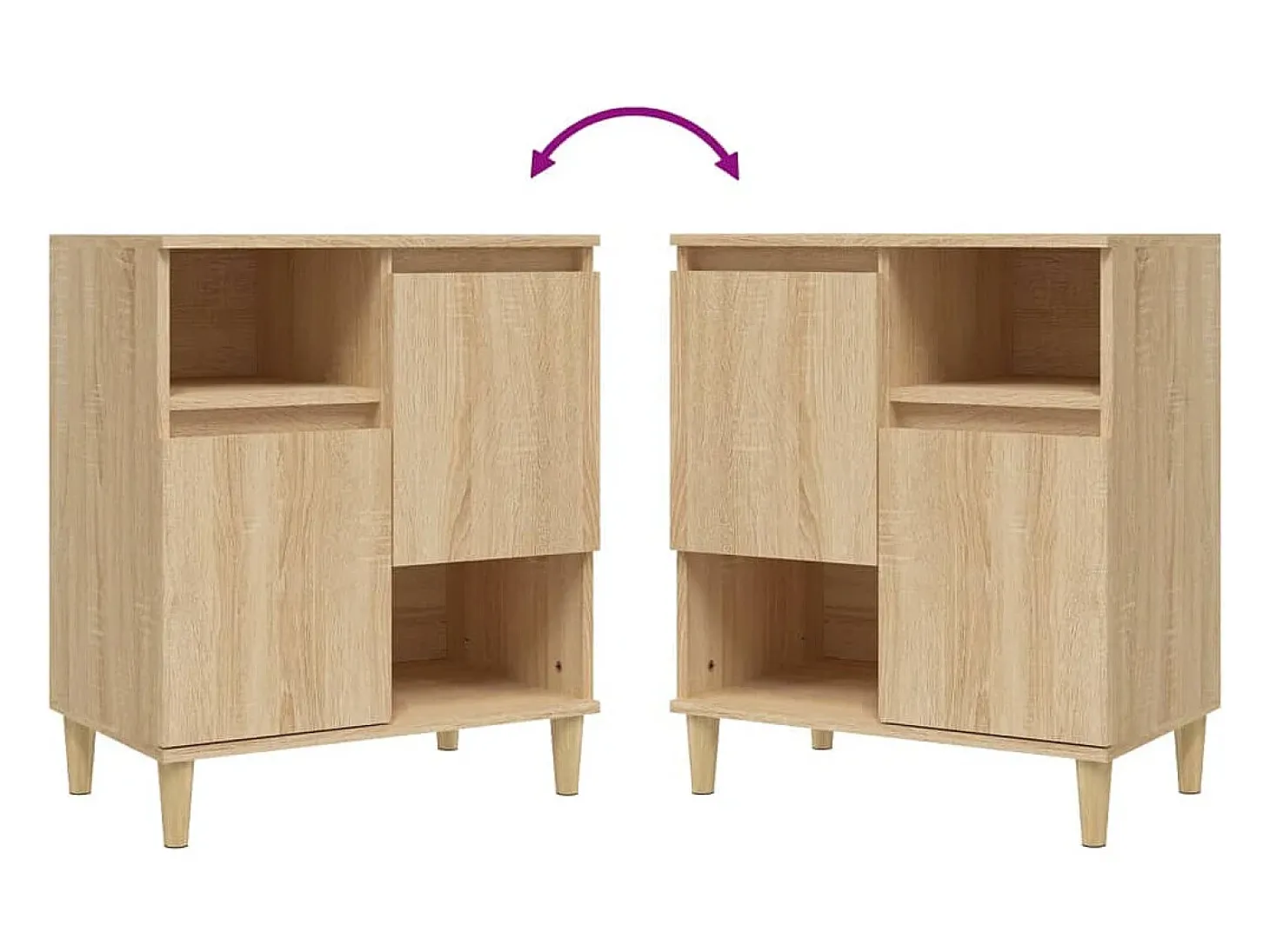 Aparadores 2 uds madera contrachapada roble Sonoma 60x35x70 cm