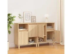 Aparadores 2 uds madera contrachapada roble Sonoma 60x35x70 cm