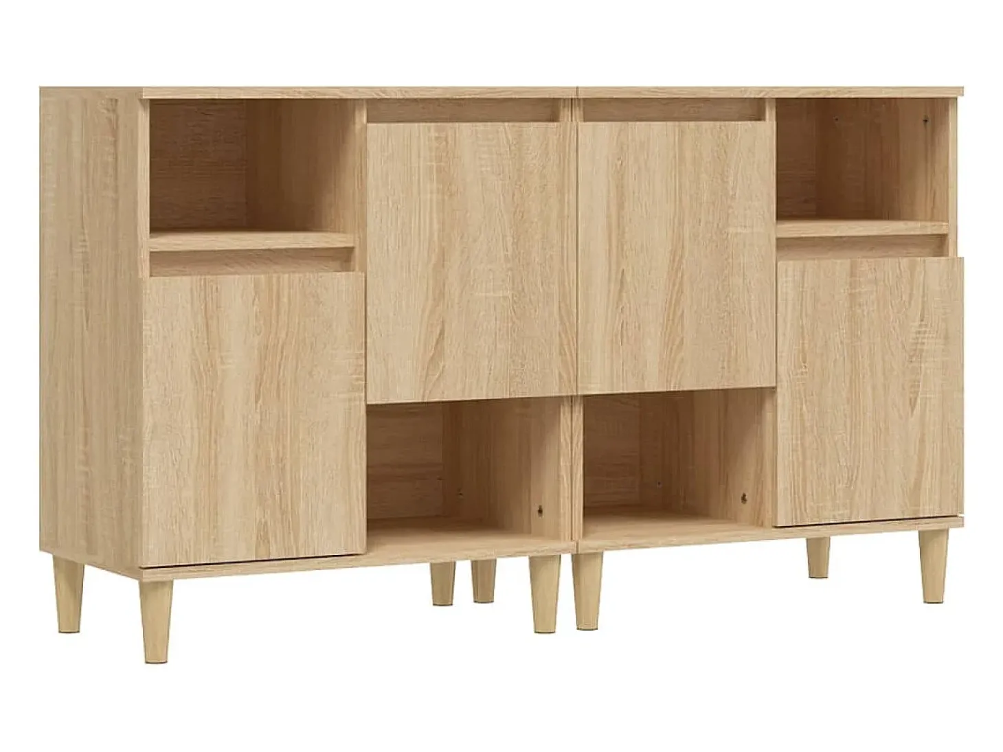 Aparadores 2 uds madera contrachapada roble Sonoma 60x35x70 cm