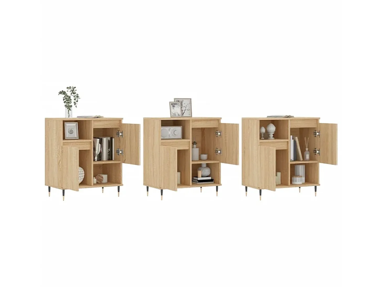 Aparadores 3 uds madera contrachapada color roble sonoma ES92659