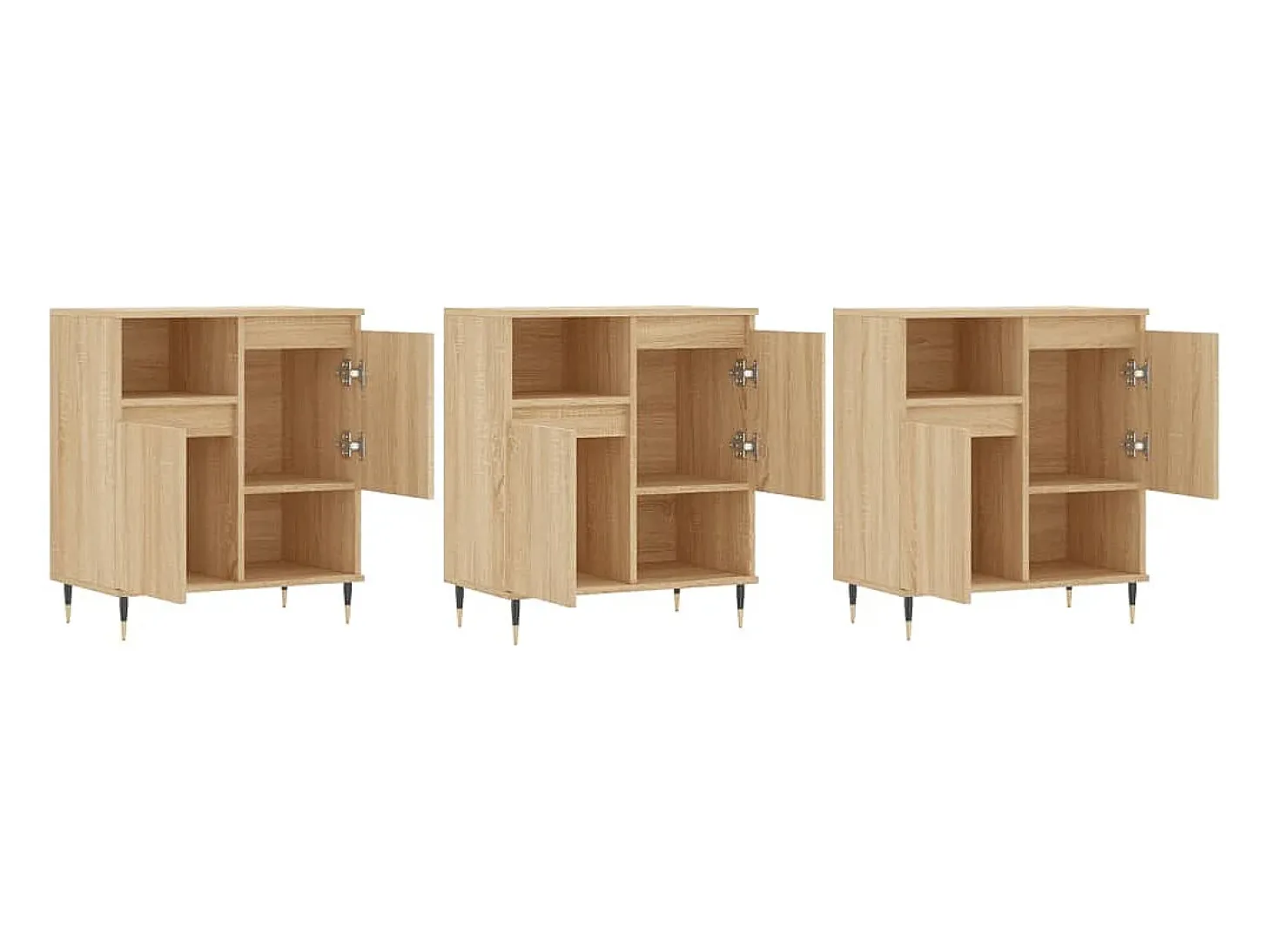 Aparadores 3 uds madera contrachapada color roble sonoma ES92659