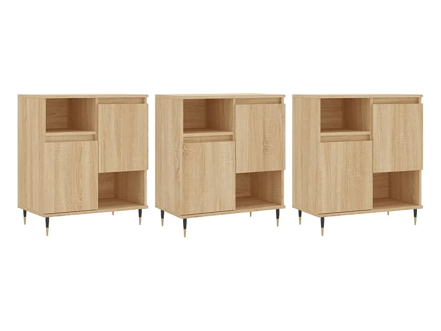 Aparadores 3 uds madera contrachapada color roble sonoma ES92659