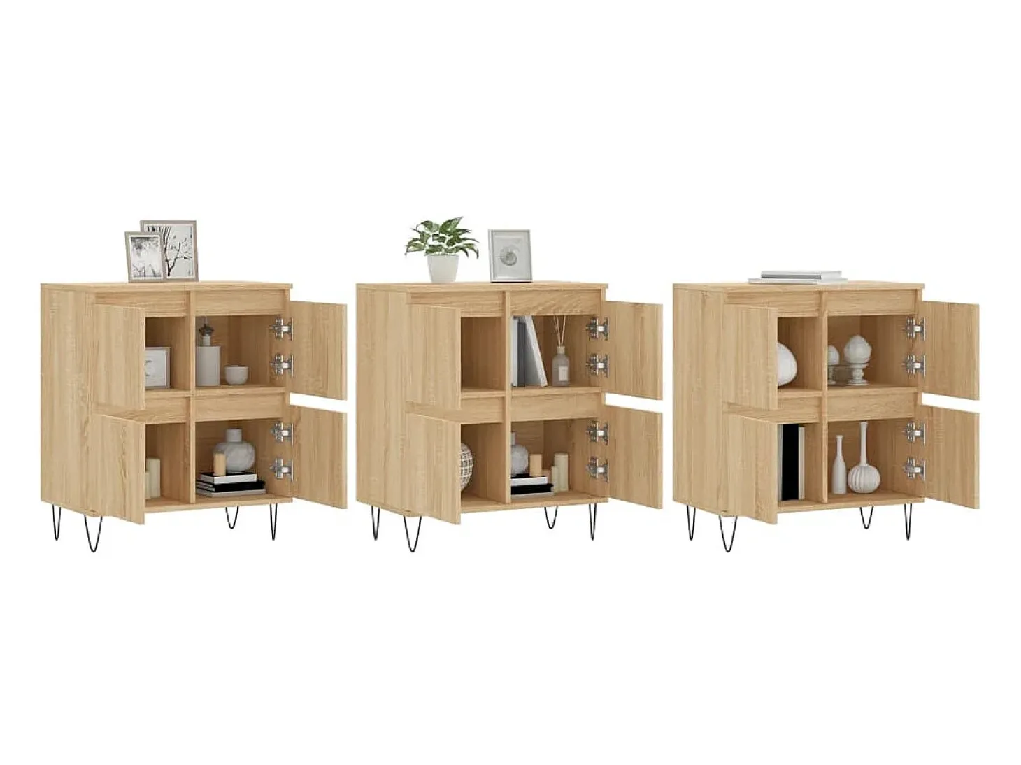 Aparadores 3 uds madera contrachapada color roble sonoma ES56182