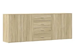 Aparadores 3 uds madera contrachapada color roble sonoma