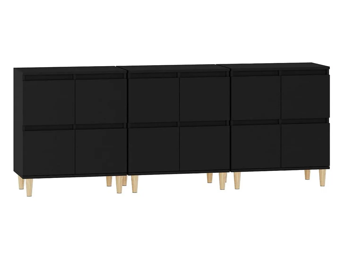 Aparadores 3 uds madera contrachapada negro 60x35x70 cm