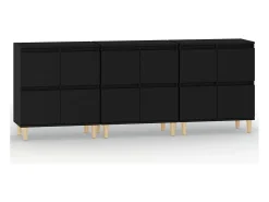 Aparadores 3 uds madera contrachapada negro 60x35x70 cm