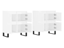 Aparadores 2 uds madera contrachapada blanco brillo ES12301
