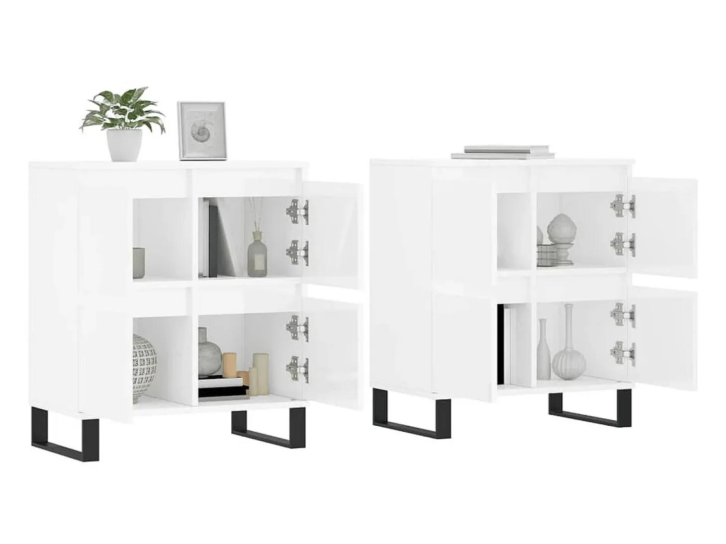 Aparadores 2 uds madera contrachapada blanco brillo ES12301