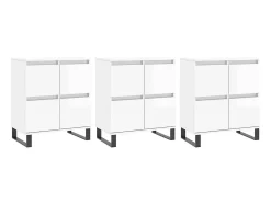 Aparadores 3 uds madera contrachapada blanco brillo ES74575