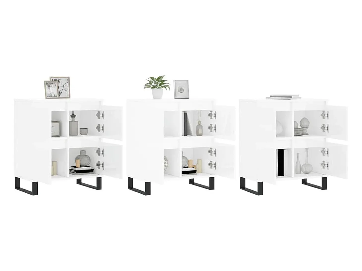 Aparadores 3 uds madera contrachapada blanco brillo ES74575