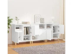 Aparadores 3 uds madera contrachapada blanco 60x35x70 cm ES96724