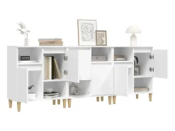 Aparadores 3 uds madera contrachapada blanco 60x35x70 cm ES96724