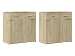Aparadores 2 uds madera de ingeniería roble Sonoma 79x38x80 cm