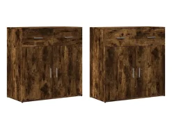 Aparadores 2 uds madera de ingeniería roble ahumado 79x38x80 cm