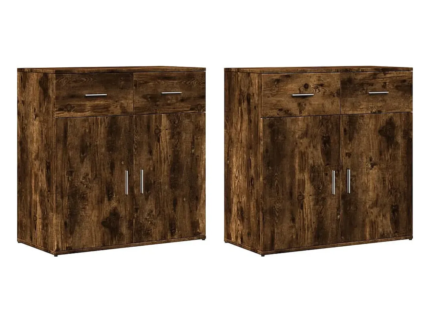 Aparadores 2 uds madera de ingeniería roble ahumado 79x38x80 cm