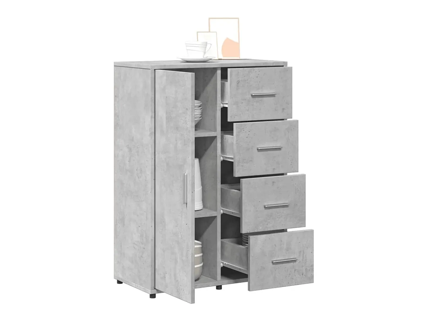 Aparadores 2 uds madera de ingeniería gris hormigón 60x31x84 cm